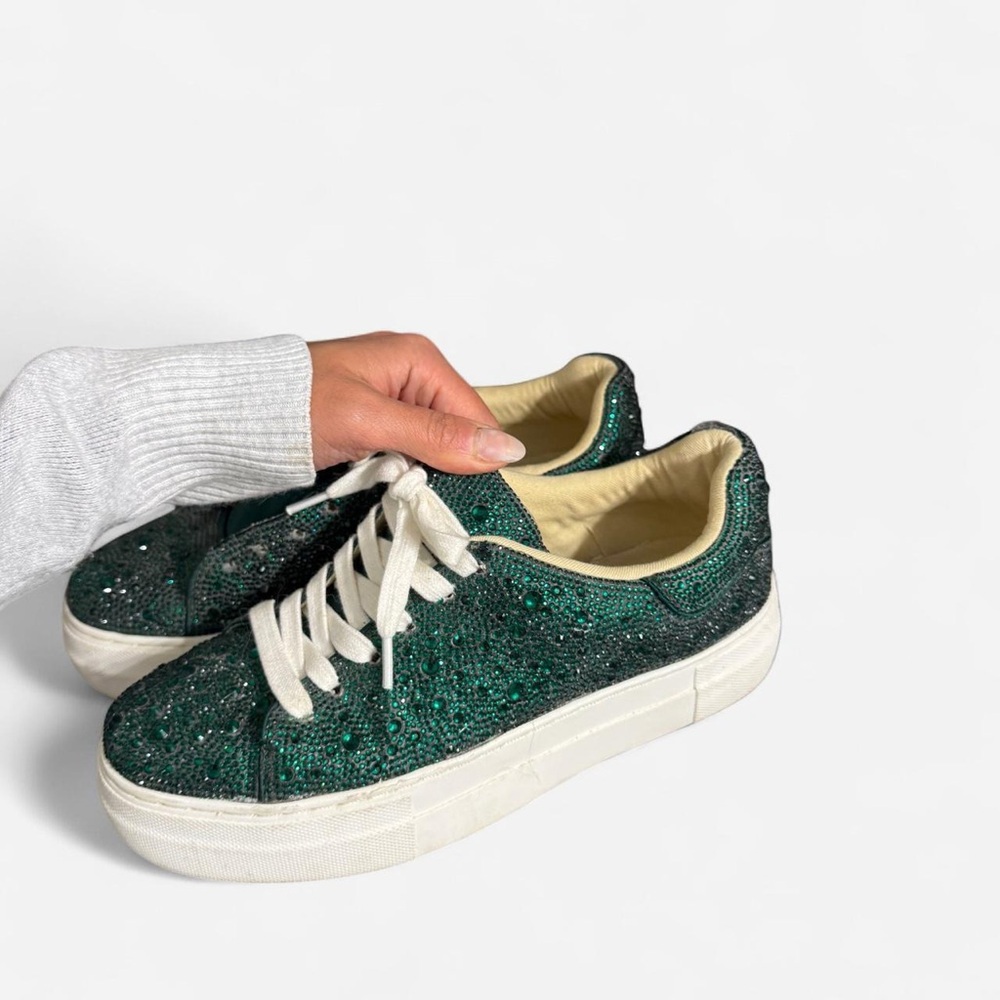 Betsy Johnson emerald green rhinestone sneakers